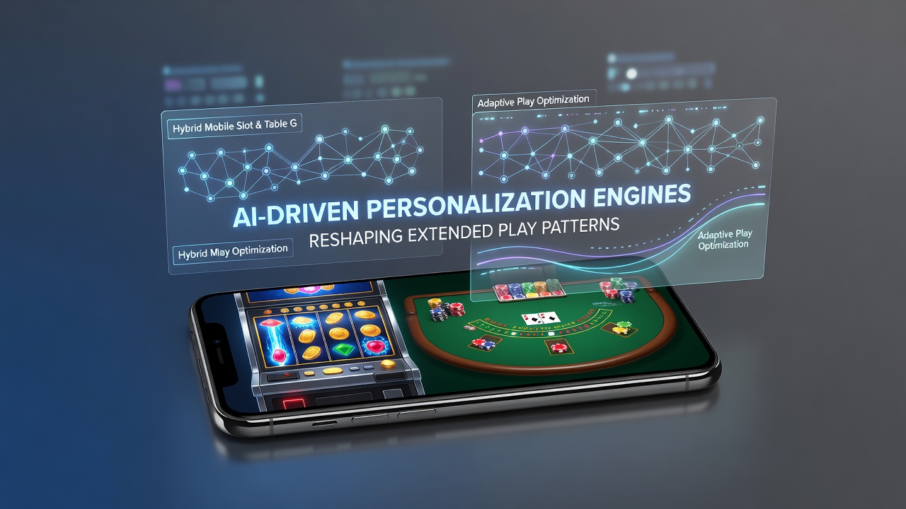 Mobile interface showing hybrid slot and table game recommendations generated by AI personalization