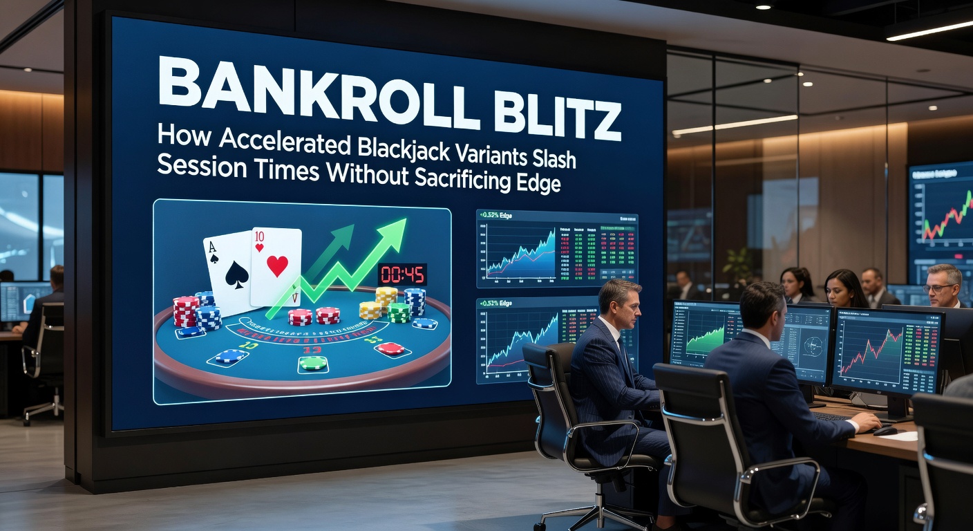 Close-up of bankroll management chart comparing traditional versus accelerated blackjack session variance and hand counts