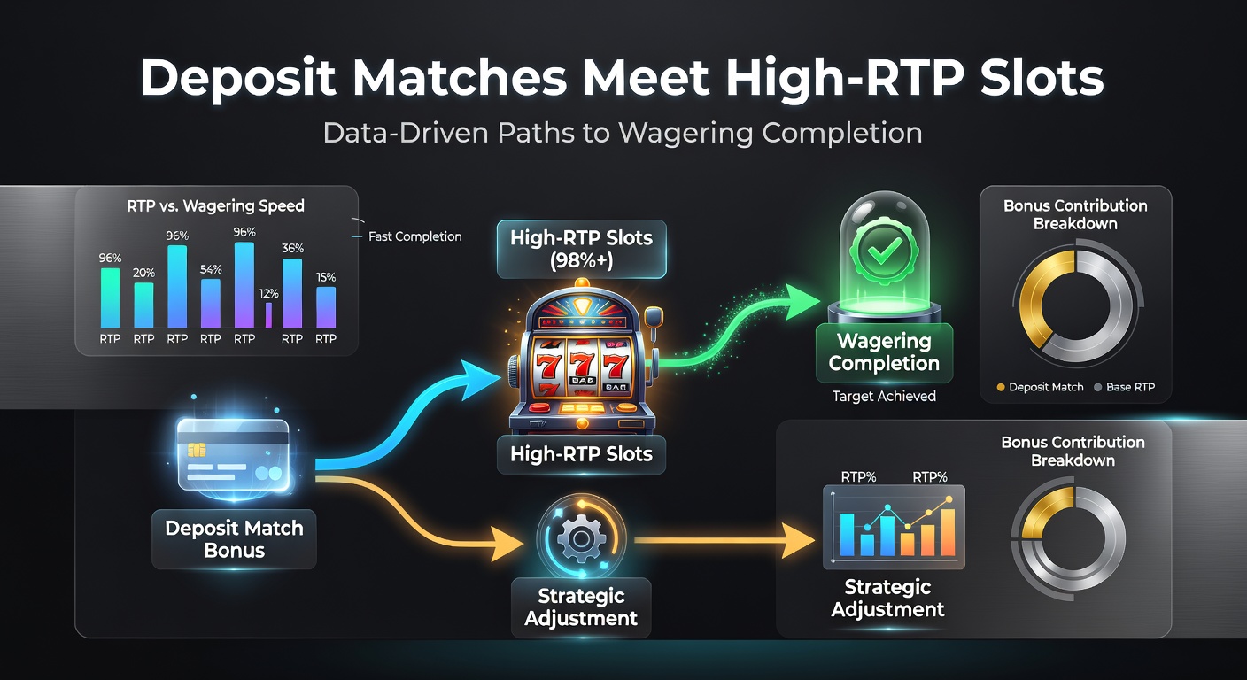 Data visualization chart showing wagering completion rates for high-RTP slots versus low-RTP games under deposit match bonuses, with upward trends highlighted