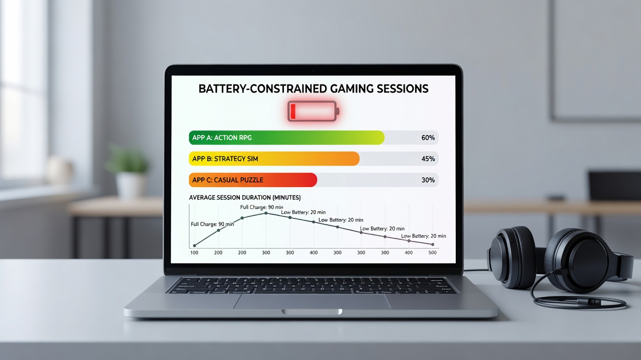 Close-up of smartphone battery icon alongside gaming interface elements