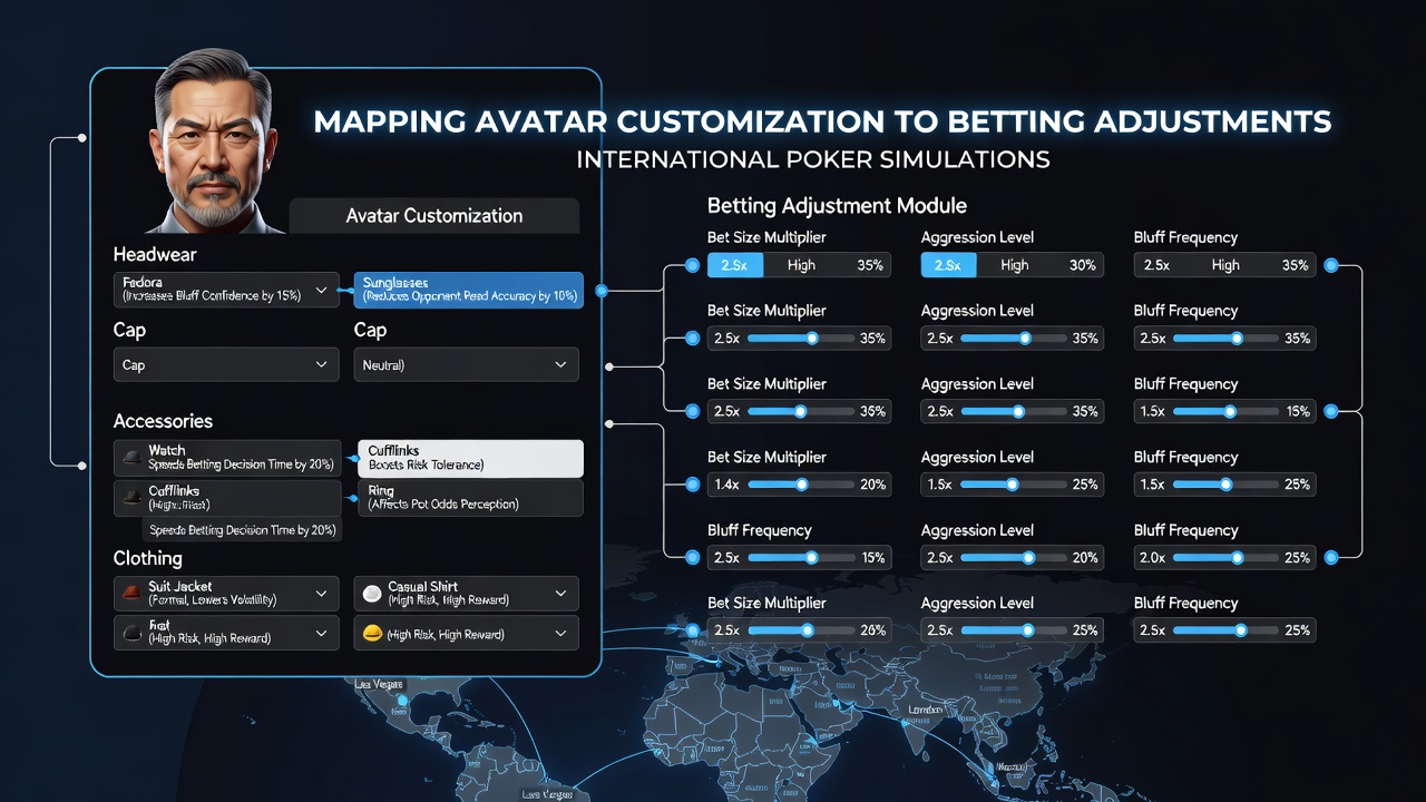 Detailed view of betting adjustment sliders synchronized with avatar expression settings in a poker simulation