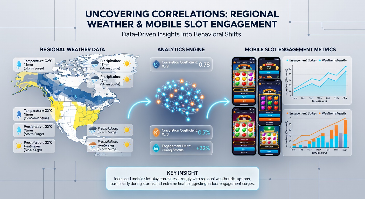 Data visualization charts displaying slot engagement spikes during documented storm events across multiple regions