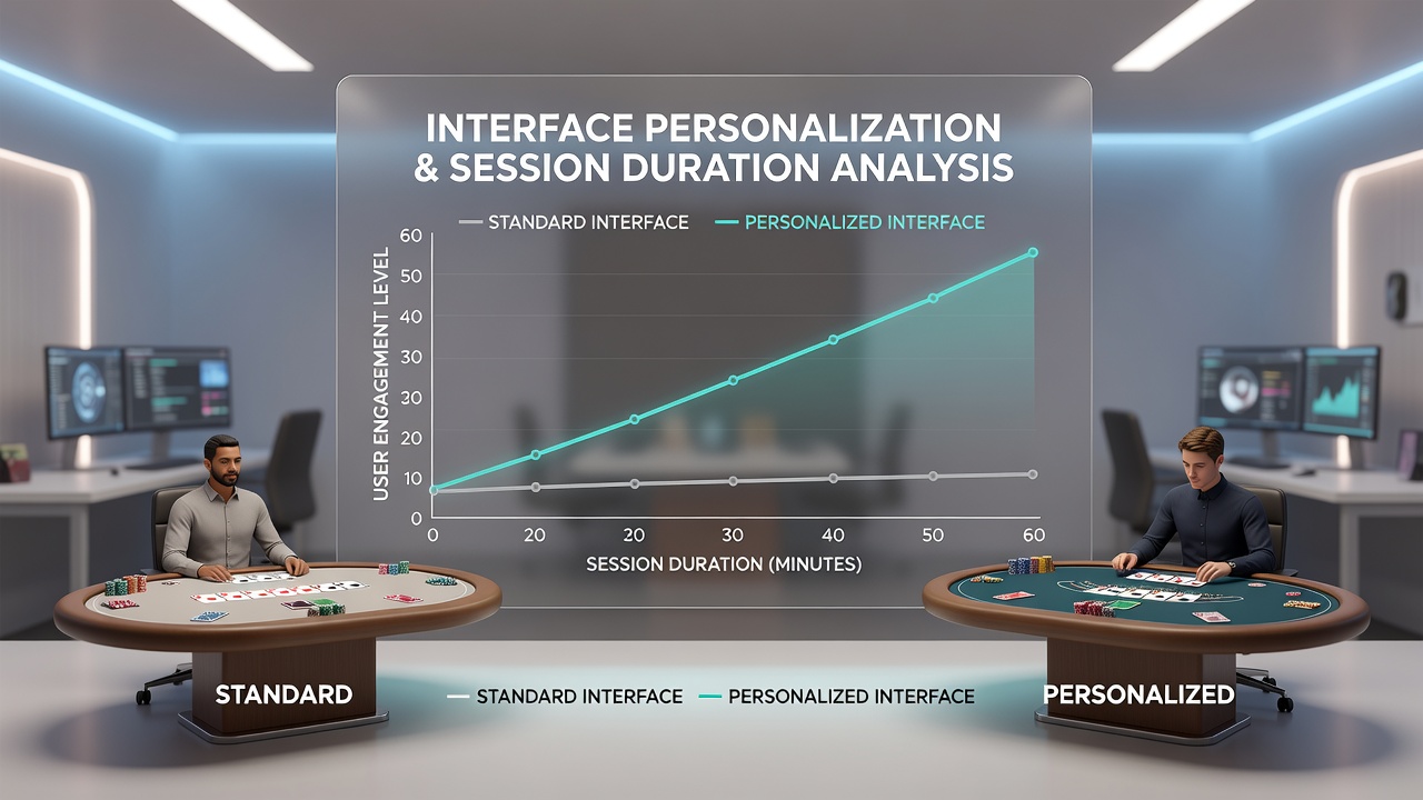Player interacting with a personalized virtual poker table interface featuring adjusted controls and theme settings